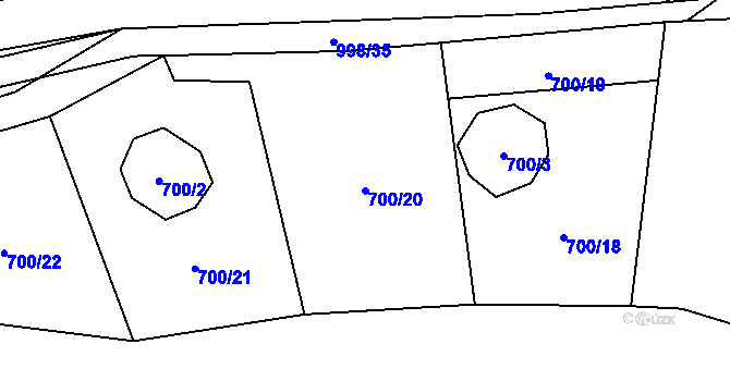 Parcela st. 700/20 v KÚ Petrovice u Blanska, Katastrální mapa