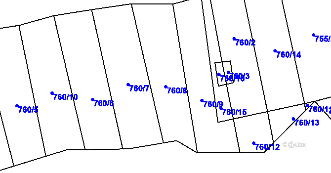 Parcela st. 760/8 v KÚ Petrovice u Blanska, Katastrální mapa