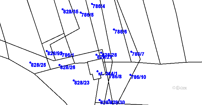 Parcela st. 828/28 v KÚ Petrovice u Blanska, Katastrální mapa