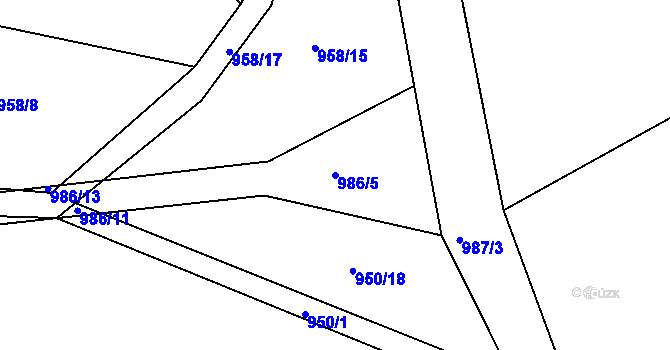 Parcela st. 986/5 v KÚ Petrovice u Blanska, Katastrální mapa