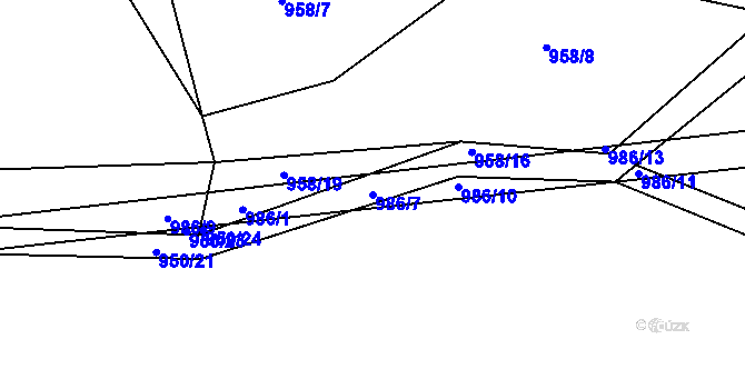 Parcela st. 986/7 v KÚ Petrovice u Blanska, Katastrální mapa