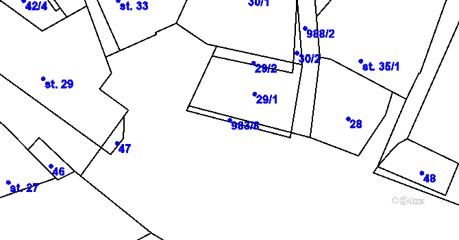 Parcela st. 983/8 v KÚ Petrovice u Blanska, Katastrální mapa