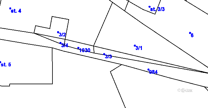 Parcela st. 3/3 v KÚ Petrovice u Blanska, Katastrální mapa