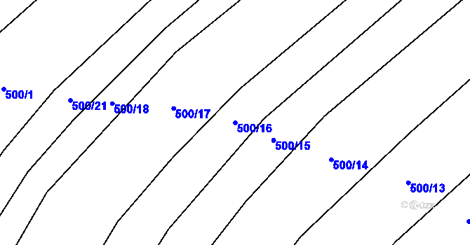 Parcela st. 500/16 v KÚ Petrovice u Třebíče, Katastrální mapa