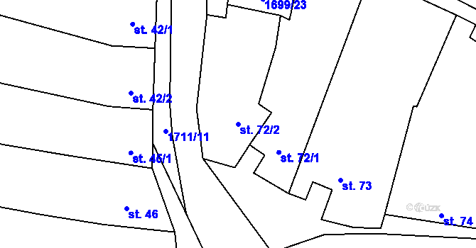 Parcela st. 72/2 v KÚ Petrovice u Moravského Krumlova, Katastrální mapa