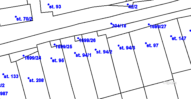 Parcela st. 94/2 v KÚ Petrovice u Moravského Krumlova, Katastrální mapa