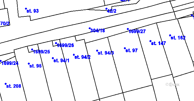 Parcela st. 94/3 v KÚ Petrovice u Moravského Krumlova, Katastrální mapa