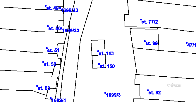 Parcela st. 113 v KÚ Petrovice u Moravského Krumlova, Katastrální mapa
