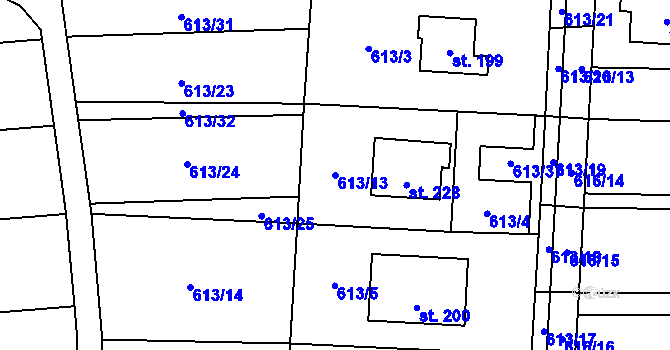 Parcela st. 613/13 v KÚ Petrovice u Moravského Krumlova, Katastrální mapa