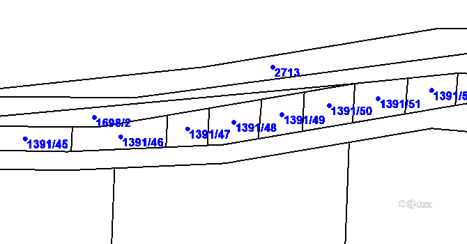 Parcela st. 1391/48 v KÚ Petrovice u Moravského Krumlova, Katastrální mapa