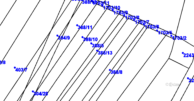 Parcela st. 388/13 v KÚ Petrovice u Moravského Krumlova, Katastrální mapa