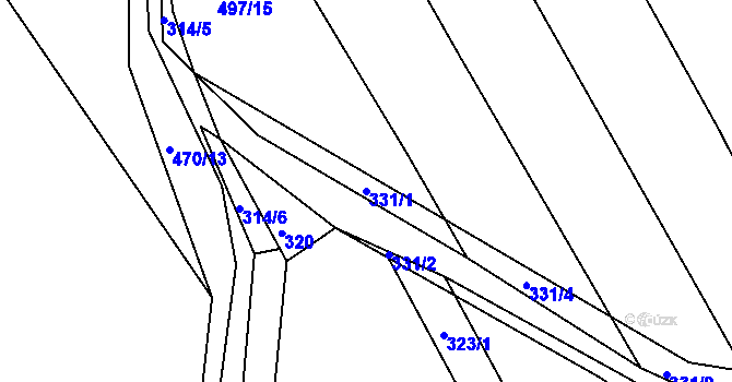 Parcela st. 331/1 v KÚ Petrovice u Nového Města na Moravě, Katastrální mapa
