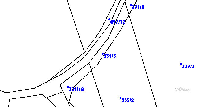 Parcela st. 331/3 v KÚ Petrovice u Nového Města na Moravě, Katastrální mapa