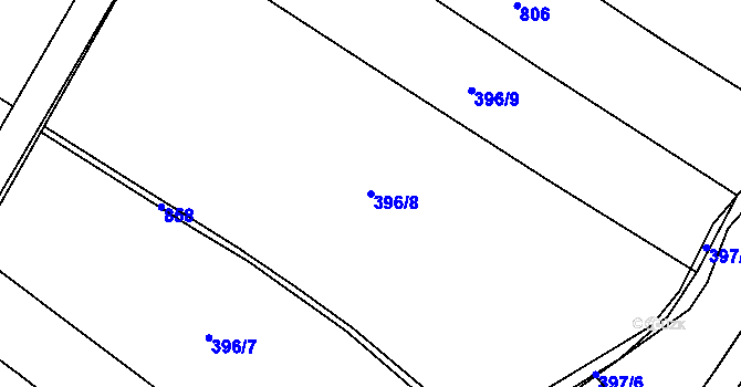 Parcela st. 396/8 v KÚ Petrovice u Nového Města na Moravě, Katastrální mapa