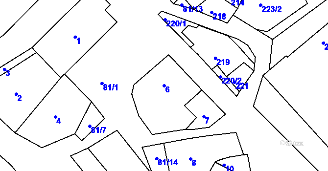 Parcela st. 6 v KÚ Petrovice u Nového Města na Moravě, Katastrální mapa