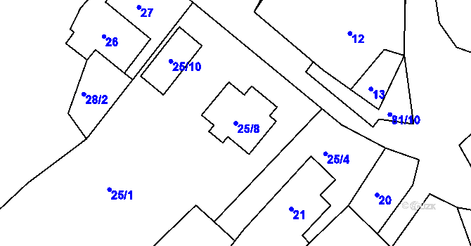 Parcela st. 25/8 v KÚ Petrovice u Nového Města na Moravě, Katastrální mapa