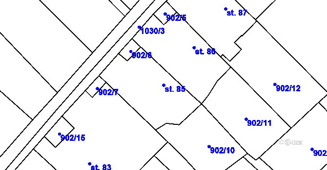 Parcela st. 85 v KÚ Hološiny, Katastrální mapa