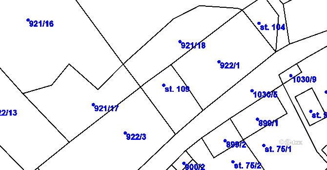 Parcela st. 109 v KÚ Hološiny, Katastrální mapa