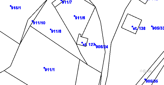Parcela st. 127 v KÚ Hološiny, Katastrální mapa