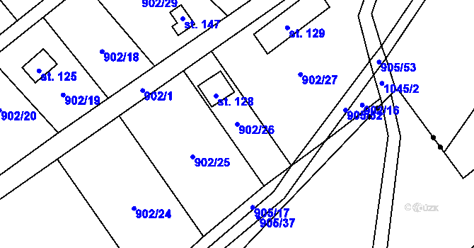 Parcela st. 902/26 v KÚ Hološiny, Katastrální mapa