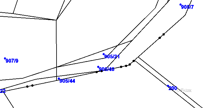 Parcela st. 905/21 v KÚ Hološiny, Katastrální mapa