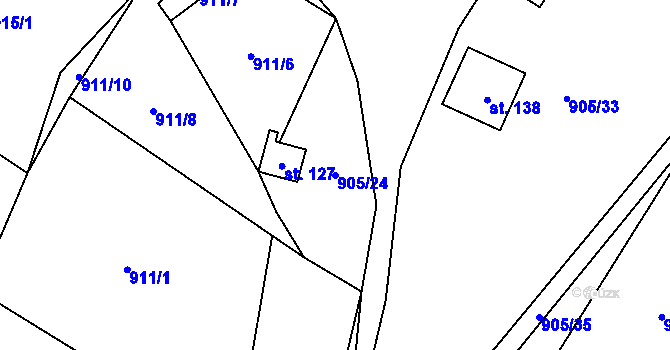 Parcela st. 905/24 v KÚ Hološiny, Katastrální mapa