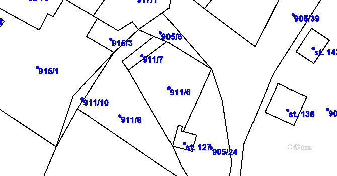 Parcela st. 911/6 v KÚ Hološiny, Katastrální mapa