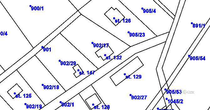 Parcela st. 132 v KÚ Hološiny, Katastrální mapa
