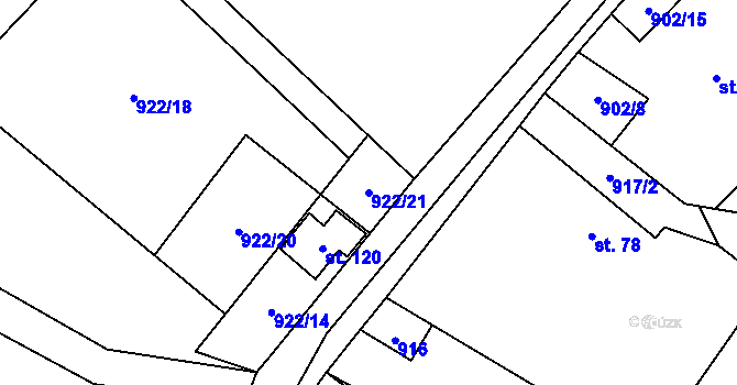 Parcela st. 922/21 v KÚ Hološiny, Katastrální mapa