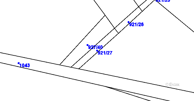 Parcela st. 921/27 v KÚ Hološiny, Katastrální mapa