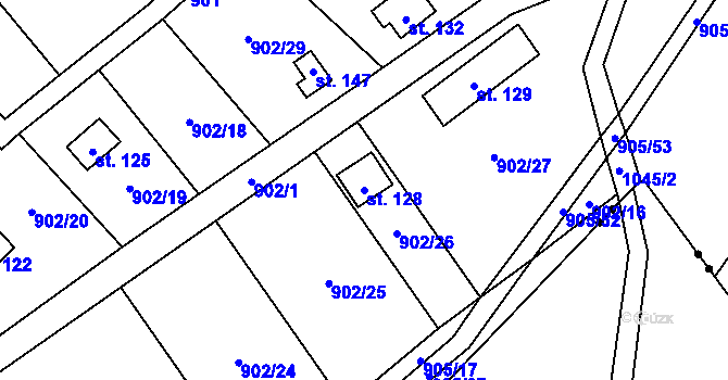 Parcela st. 128 v KÚ Hološiny, Katastrální mapa