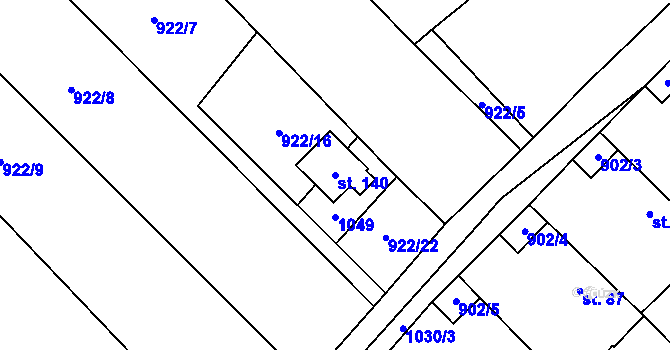 Parcela st. 140 v KÚ Hološiny, Katastrální mapa