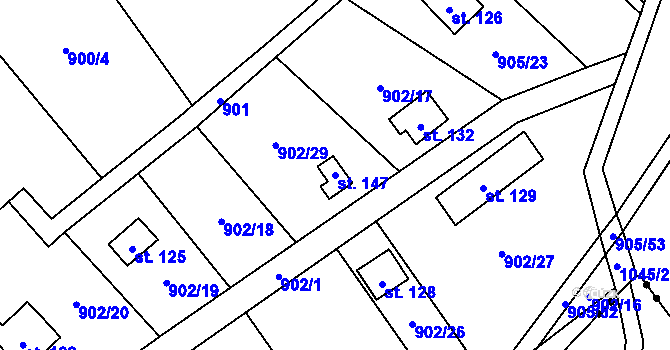 Parcela st. 147 v KÚ Hološiny, Katastrální mapa