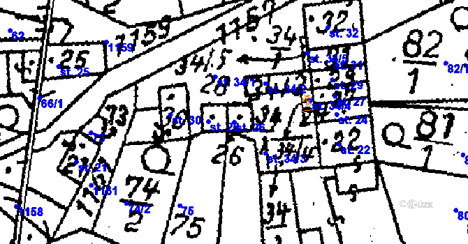 Parcela st. 26 v KÚ Paběnice, Katastrální mapa