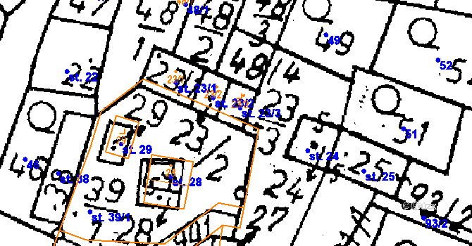 Parcela st. 23/3 v KÚ Petrovice I, Katastrální mapa