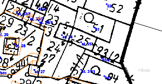 Parcela st. 25 v KÚ Petrovice I, Katastrální mapa