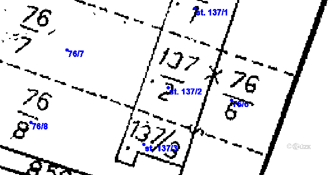 Parcela st. 137/2 v KÚ Petrovice I, Katastrální mapa