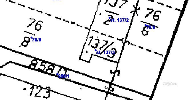 Parcela st. 137/3 v KÚ Petrovice I, Katastrální mapa