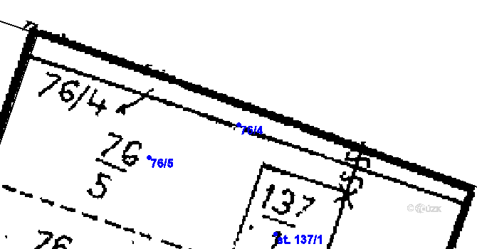 Parcela st. 76/4 v KÚ Petrovice I, Katastrální mapa