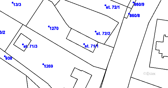 Parcela st. 71/1 v KÚ Petrovice I, Katastrální mapa