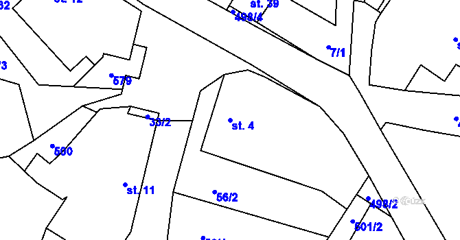 Parcela st. 4 v KÚ Újezdec, Katastrální mapa