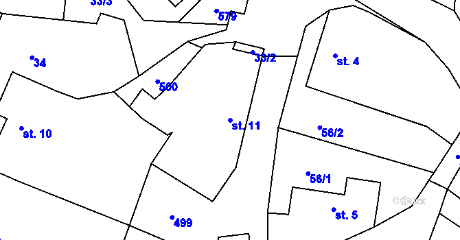 Parcela st. 11 v KÚ Újezdec, Katastrální mapa