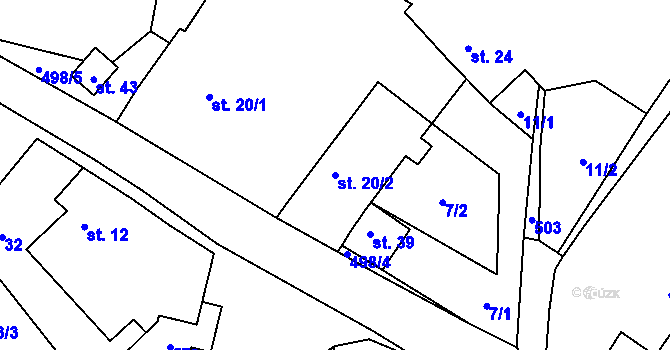 Parcela st. 20/2 v KÚ Újezdec, Katastrální mapa