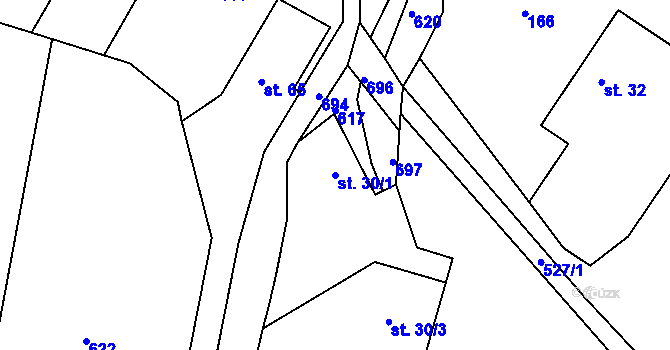Parcela st. 30/1 v KÚ Újezdec, Katastrální mapa