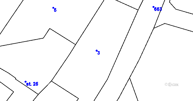 Parcela st. 3 v KÚ Újezdec, Katastrální mapa