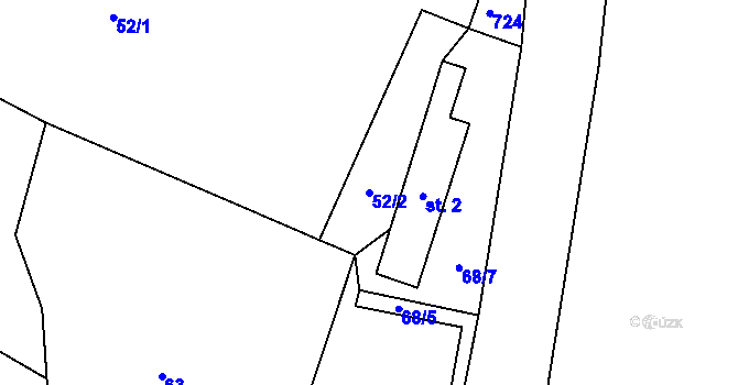 Parcela st. 52/2 v KÚ Újezdec, Katastrální mapa