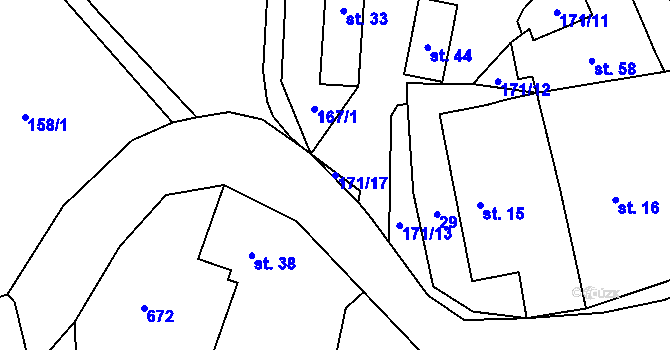 Parcela st. 171/17 v KÚ Újezdec, Katastrální mapa