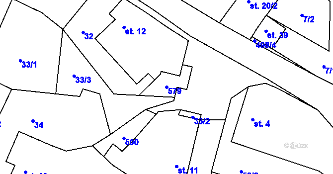 Parcela st. 579 v KÚ Újezdec, Katastrální mapa