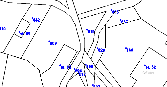 Parcela st. 527/2 v KÚ Újezdec, Katastrální mapa