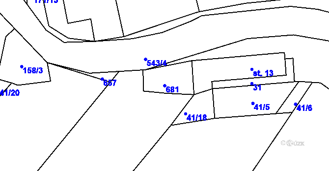 Parcela st. 681 v KÚ Újezdec, Katastrální mapa